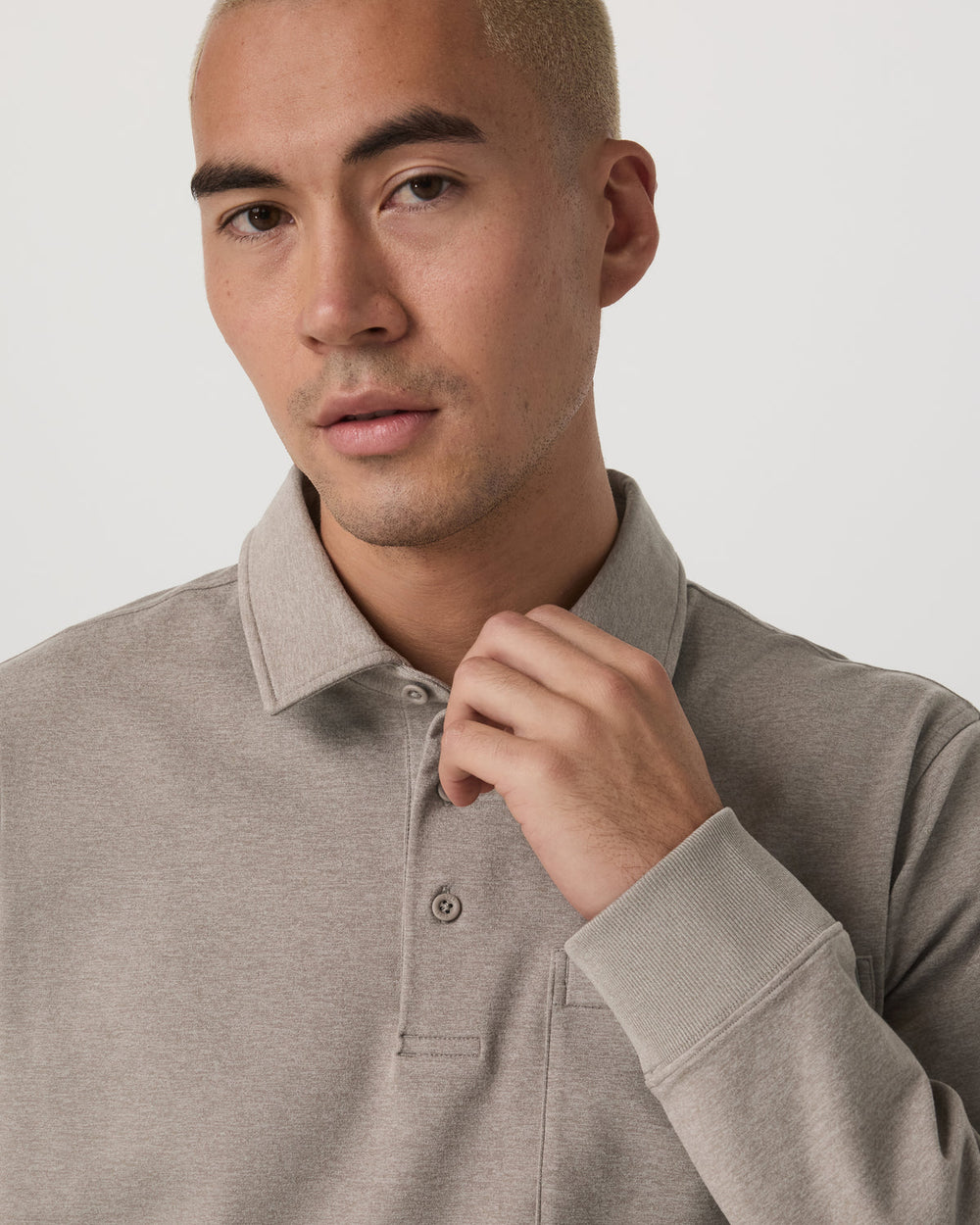 Vuori Men's Long Sleeve Coronado Rugby Walnut Heather