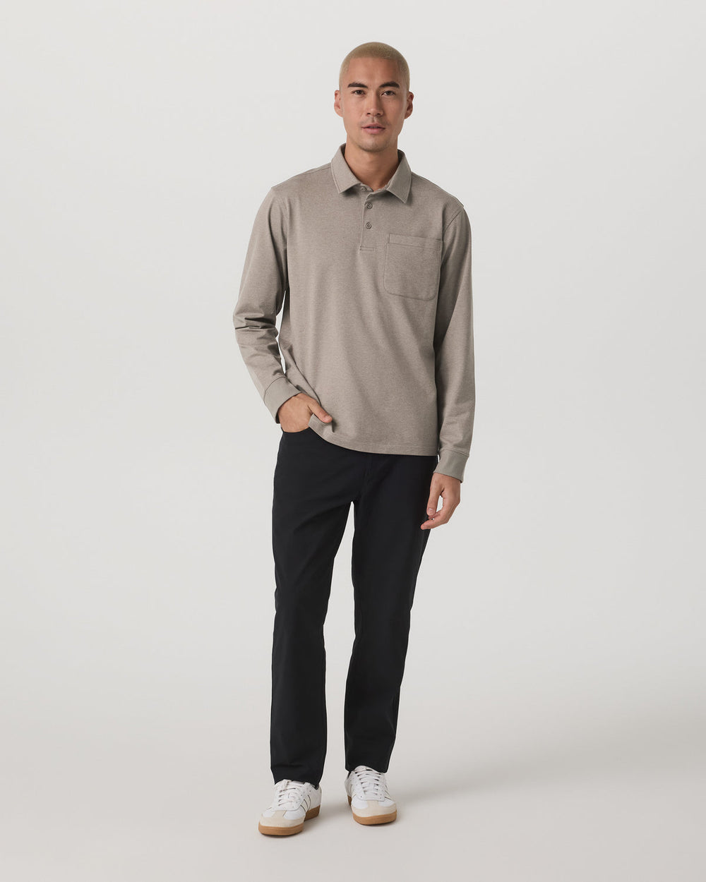 Vuori Men's Long Sleeve Coronado Rugby Walnut Heather