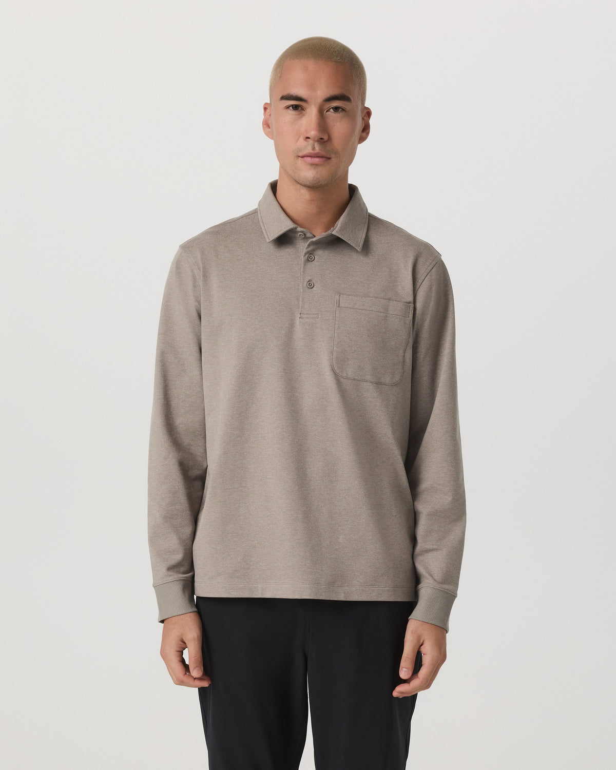 Vuori Men's Long Sleeve Coronado Rugby Walnut Heather