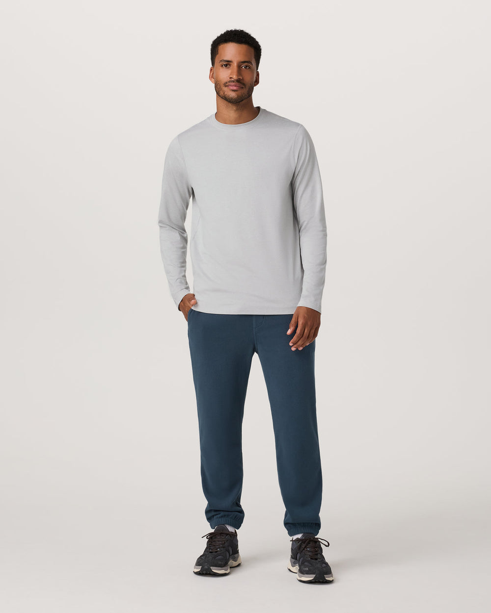 Vuori Long Sleeve Ponto Performance Tee Frost Grey Heather