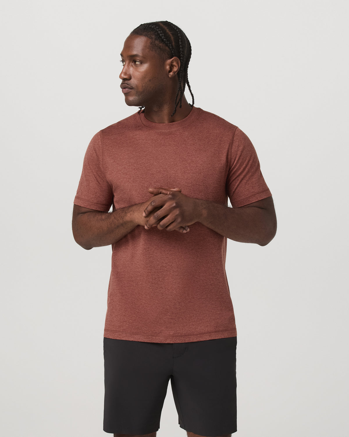 Vuori Short Sleeve Ponto Performance Tee Firebrick Heather