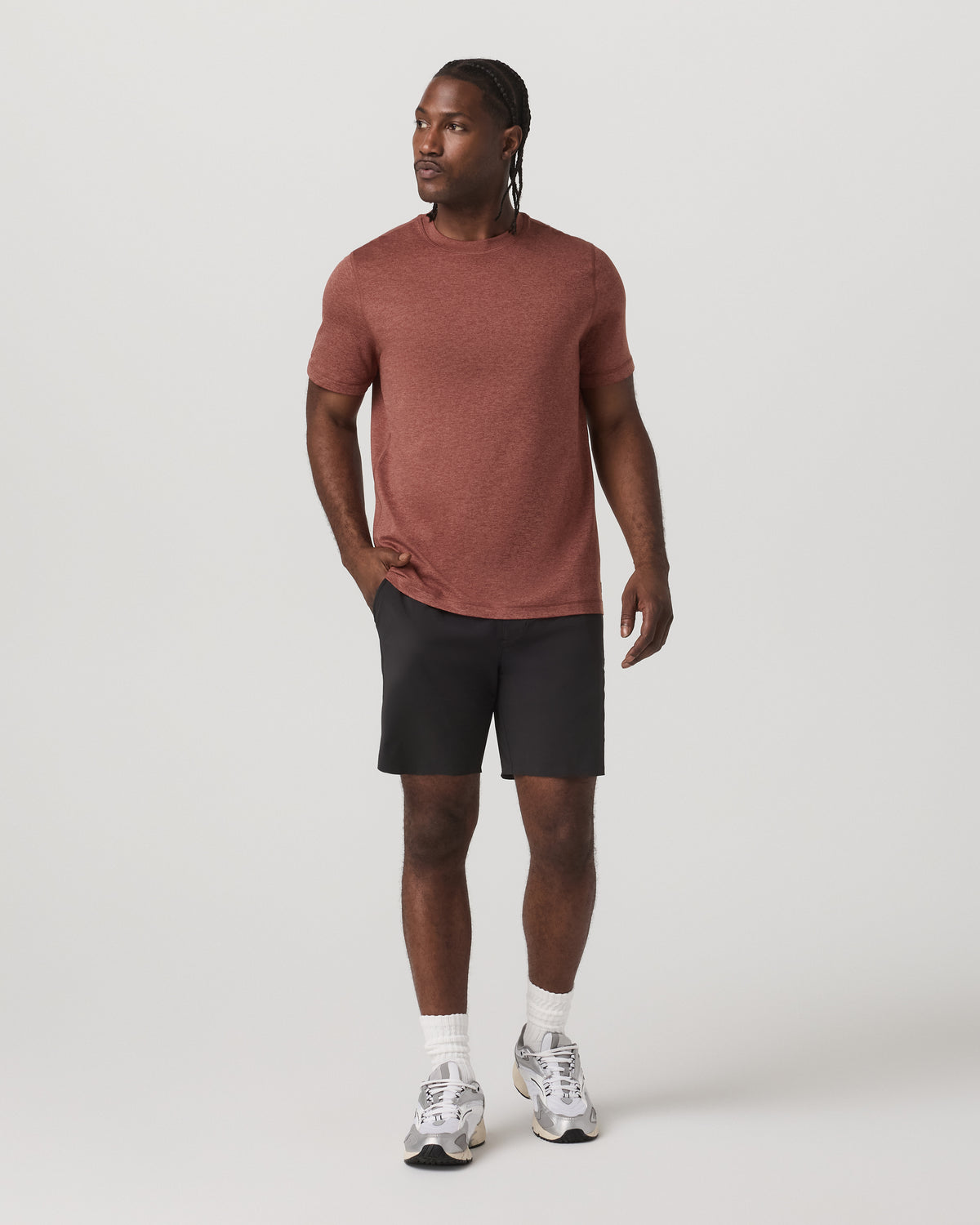 Vuori Short Sleeve Ponto Performance Tee Firebrick Heather
