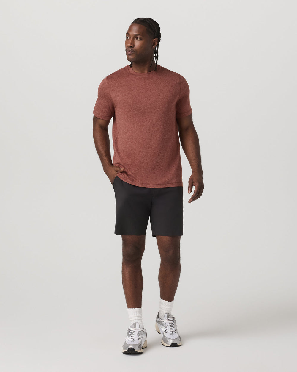 Vuori Short Sleeve Ponto Performance Tee Firebrick Heather