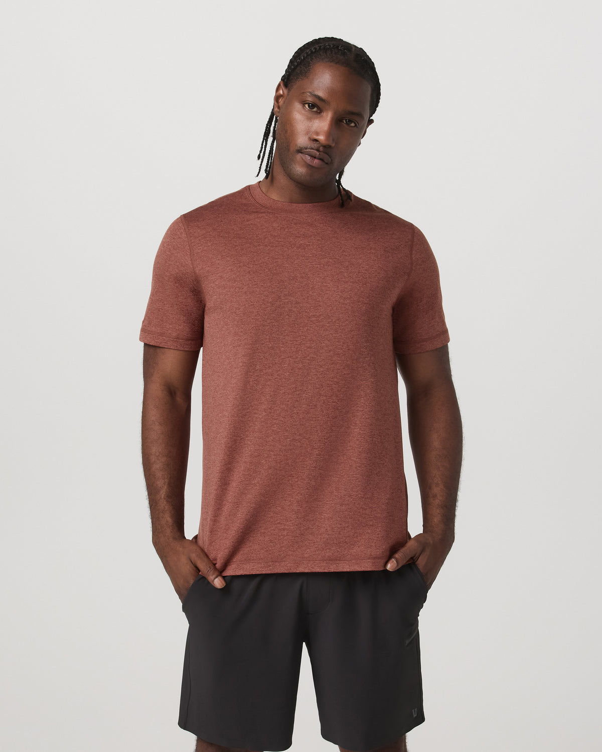 Vuori Short Sleeve Ponto Performance Tee Firebrick Heather