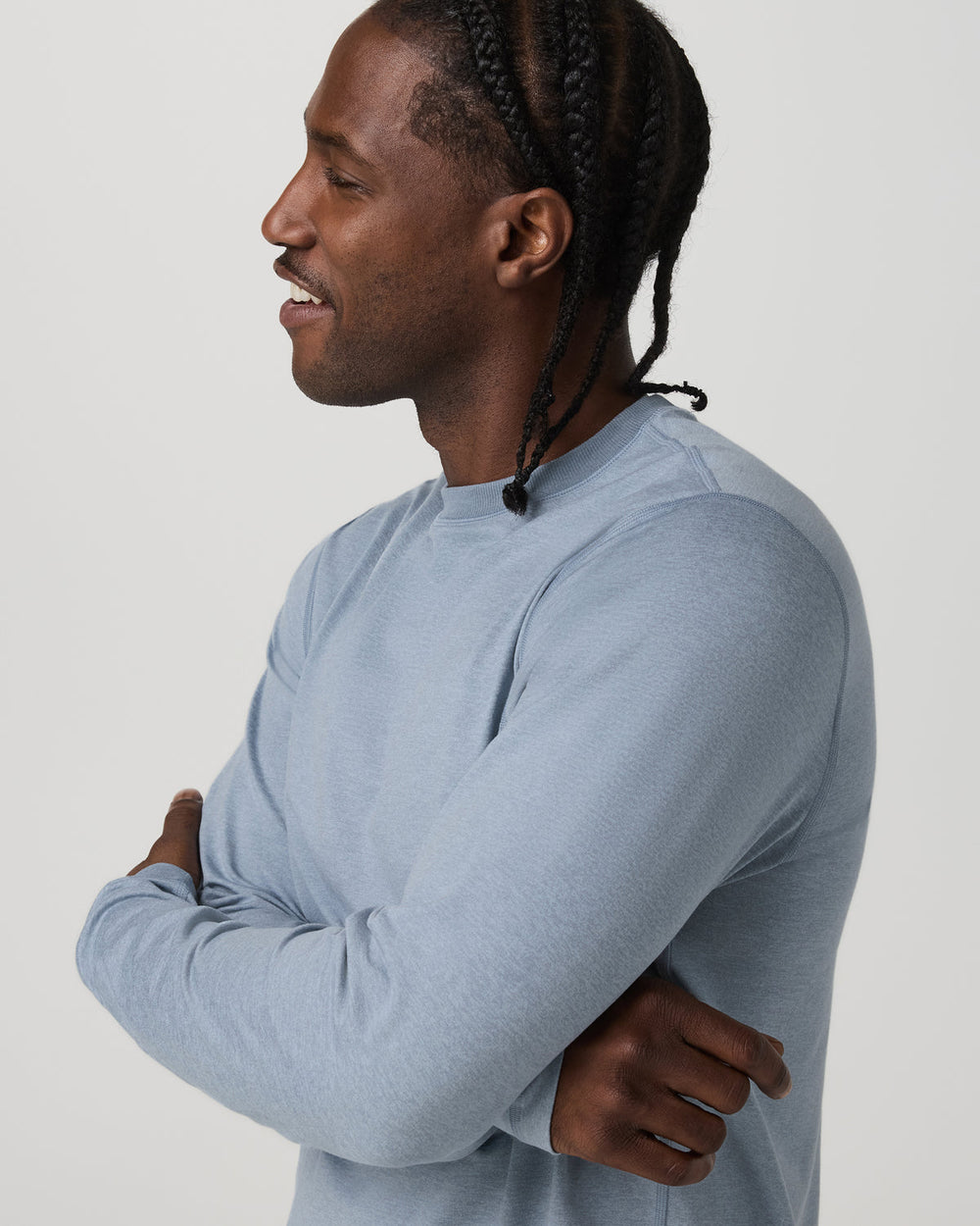 Vuori Long Sleeve Ponto Performance Tee Blue Dusk Heather