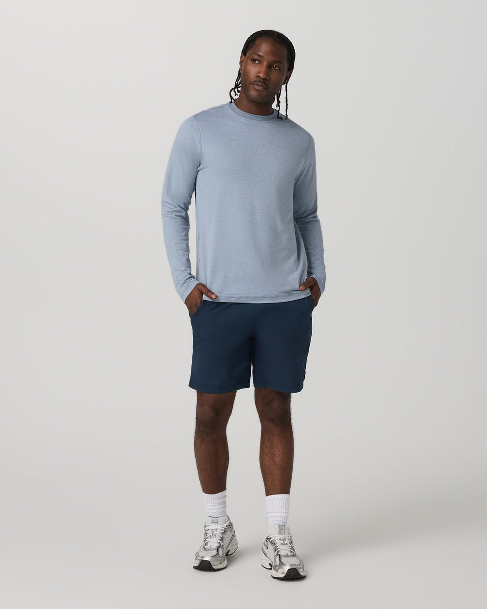 Vuori Long Sleeve Ponto Performance Tee Blue Dusk Heather