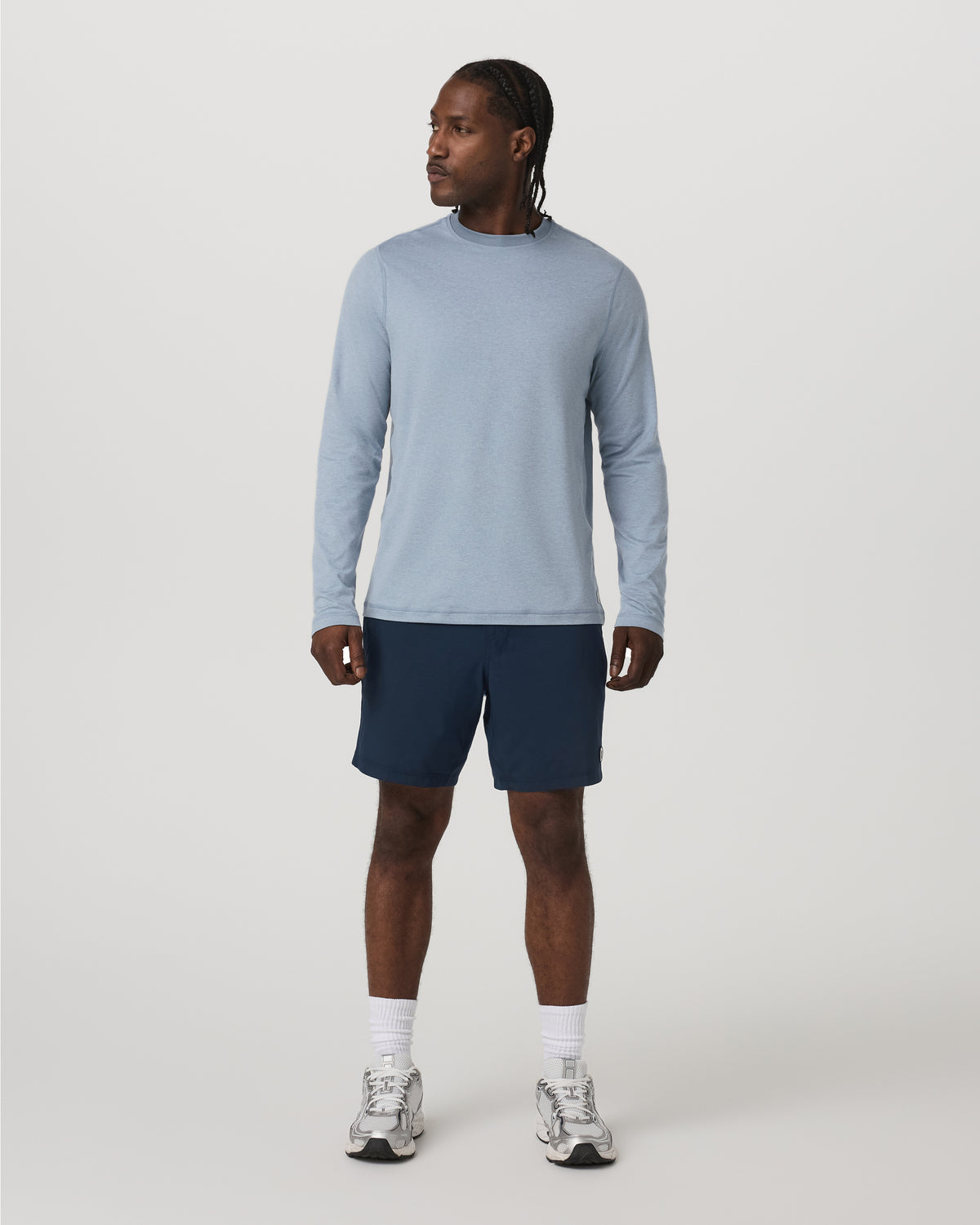 Vuori Long Sleeve Ponto Performance Tee Blue Dusk Heather
