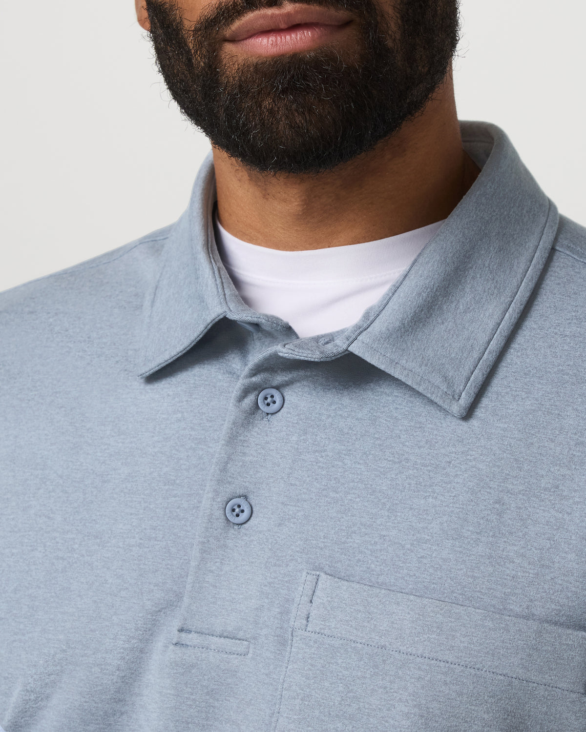 Vuori Men's Long Sleeve Coronado Rugby Shirt Blue Dusk Heather