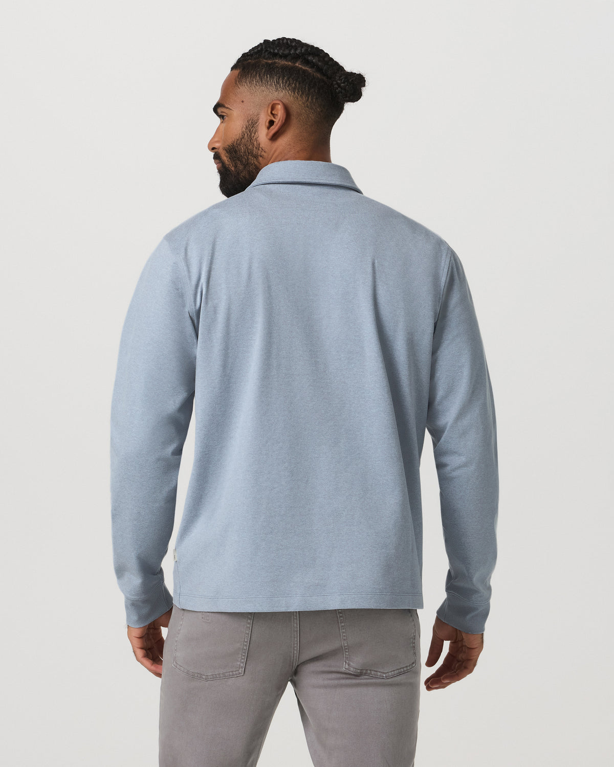 Vuori Men's Long Sleeve Coronado Rugby Shirt Blue Dusk Heather