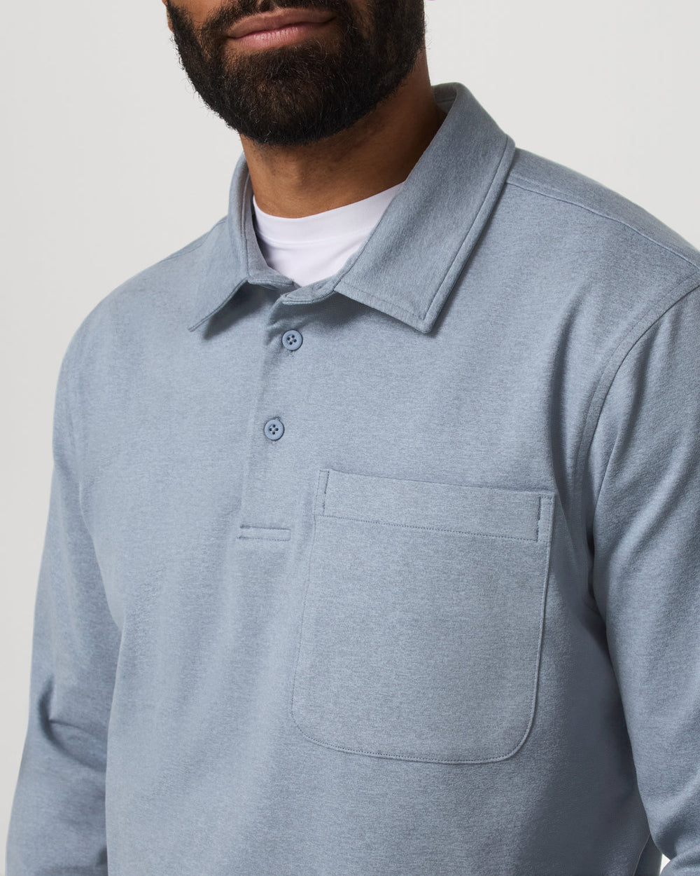 Vuori Men's Long Sleeve Coronado Rugby Shirt Blue Dusk Heather