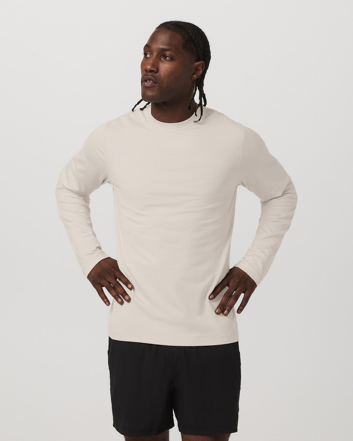 Vuori Men's Long Sleeve Ponto Performance Tee Oatmeal Heather