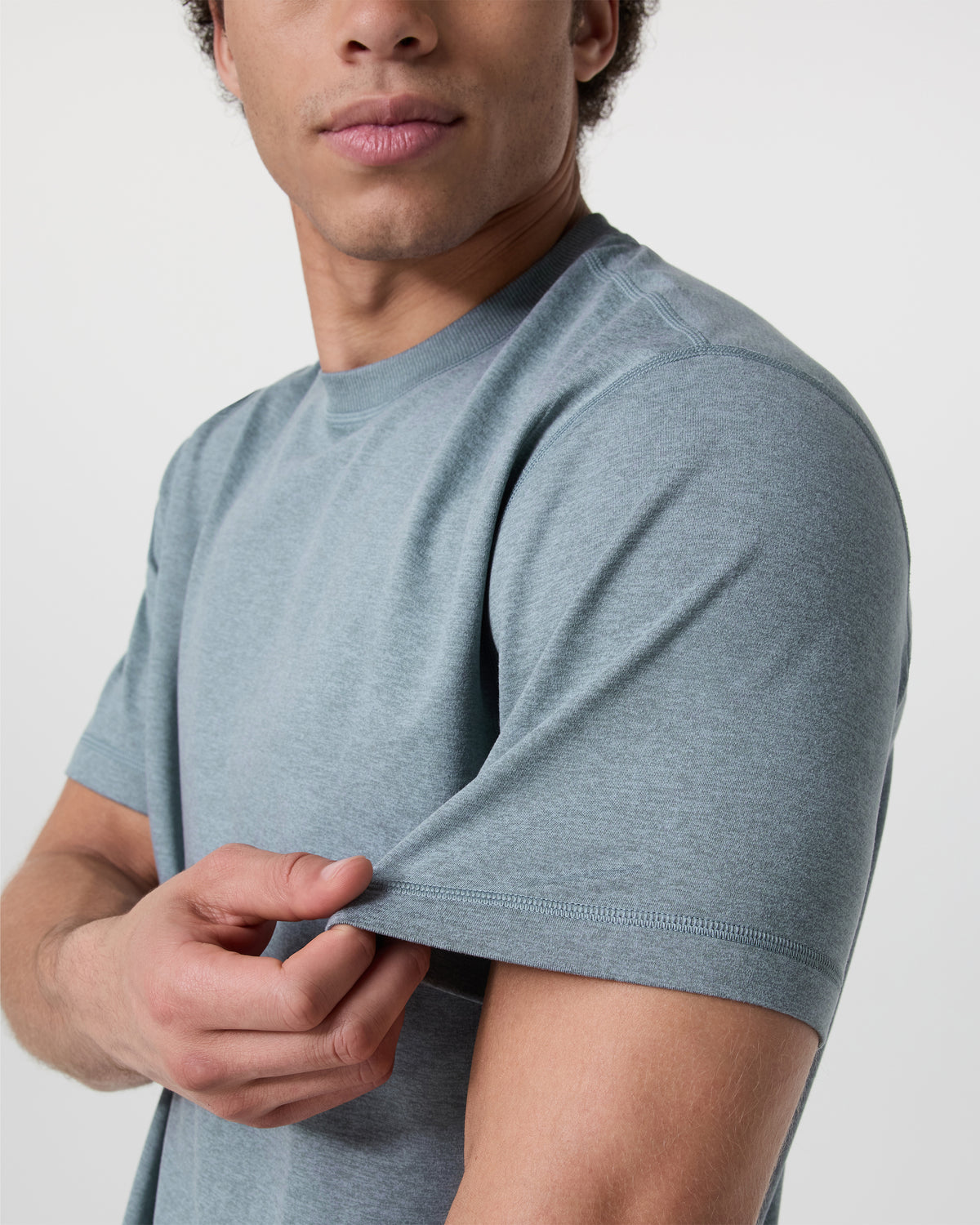 Vuori Short Sleeve Ponto Tee - Relaxed Fit Dusty Blue Heather