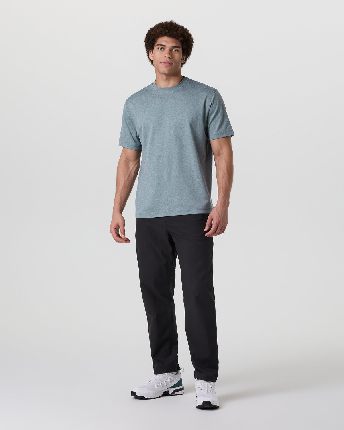 Vuori Short Sleeve Ponto Tee - Relaxed Fit Dusty Blue Heather