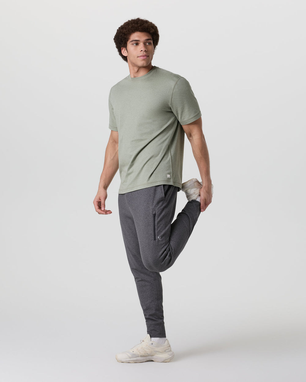 Vuori Short Sleeve Ponto Tee - Relaxed Fit Agave Green Heather