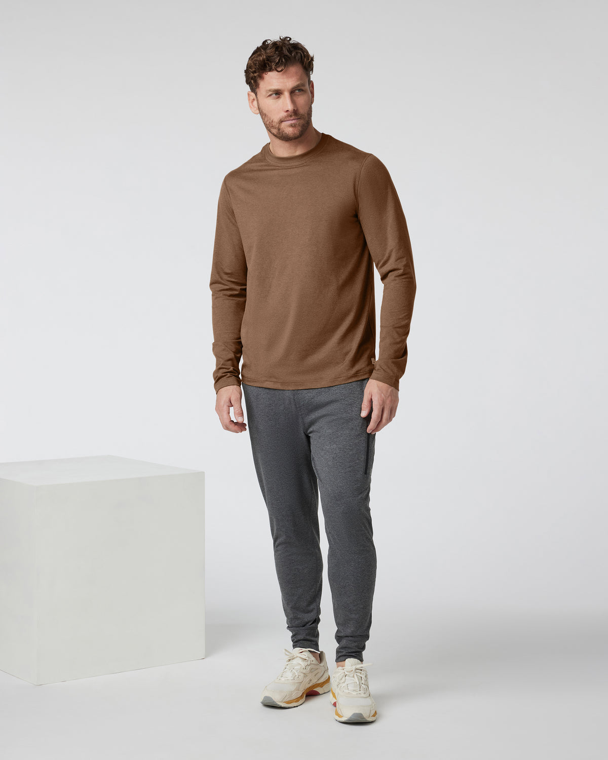 Vuori Long Sleeve Ponto Performance Tee Pecan Heather