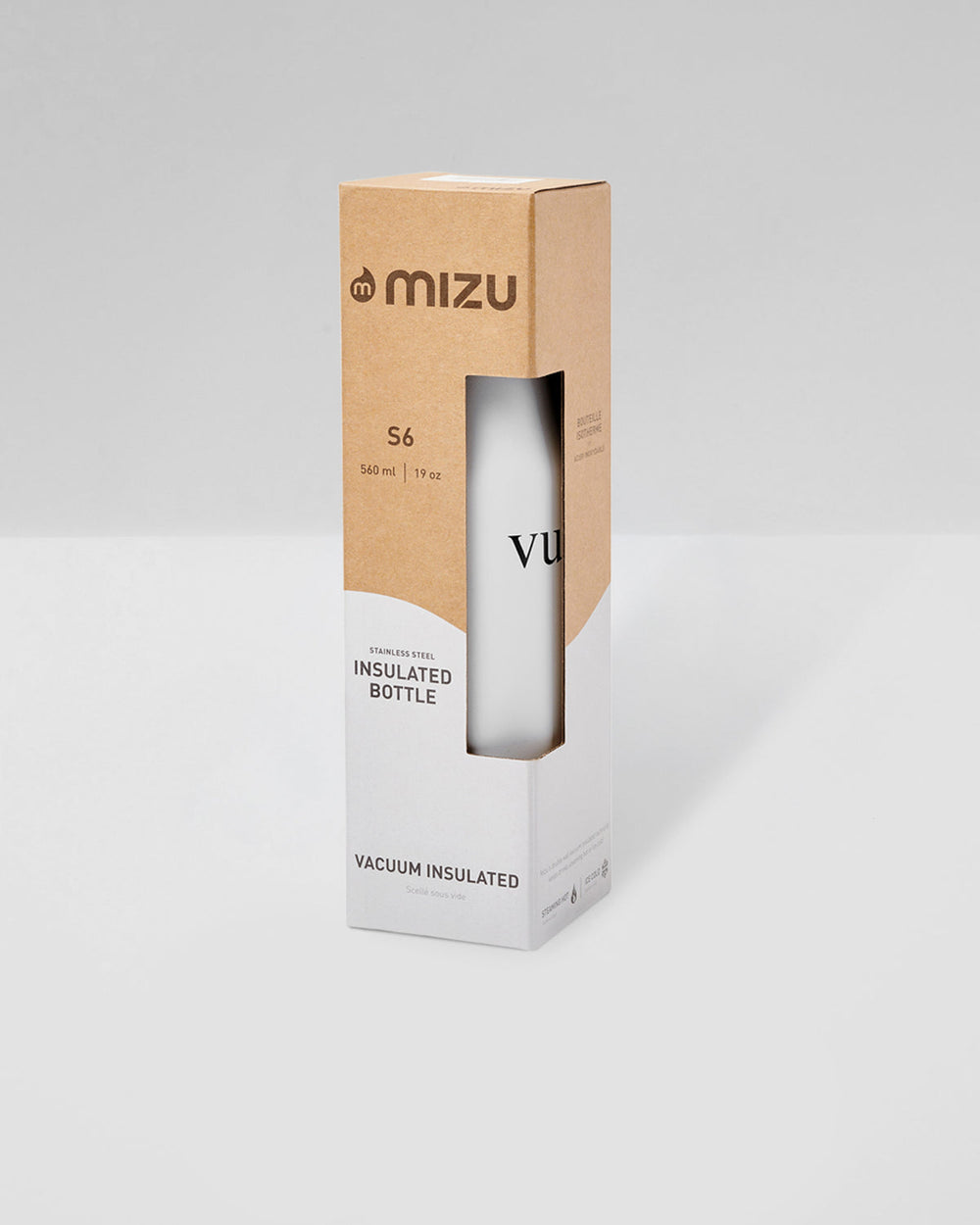 Vuori S6 Wordmark Mizu Water Bottle White Insulated Bottle