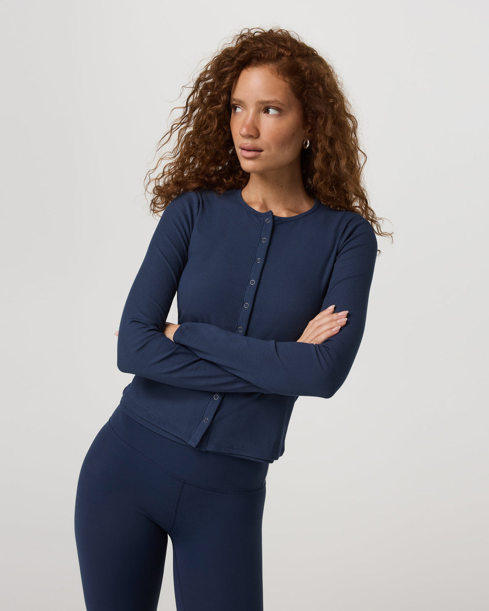 Vuori Long Sleeve Pose Twin Cardigan Women's Blue Coast Top